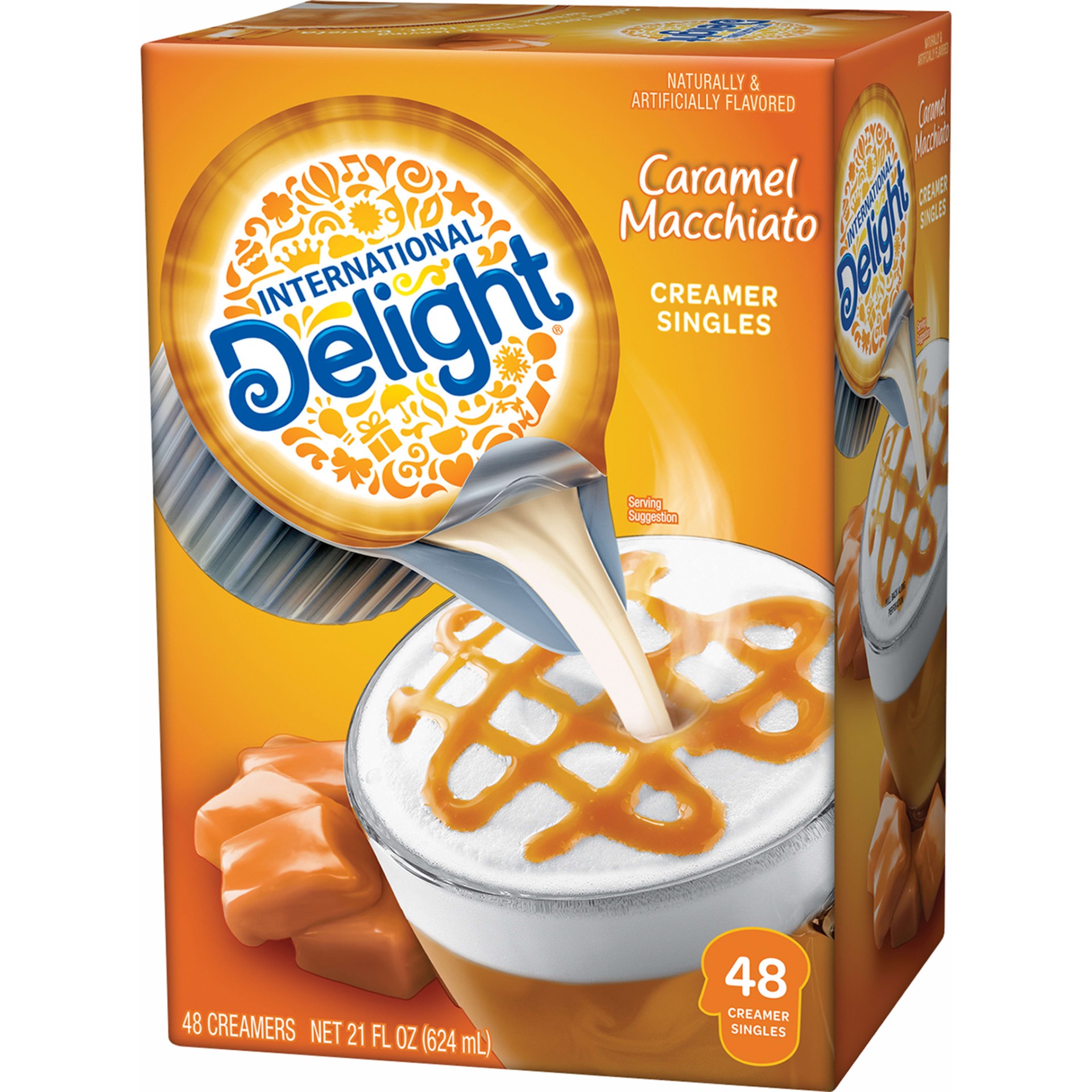 slide 4 of 5, International Delight Coffee Creamer Singles, Caramel Macchiato, 48 Count, 48 ct