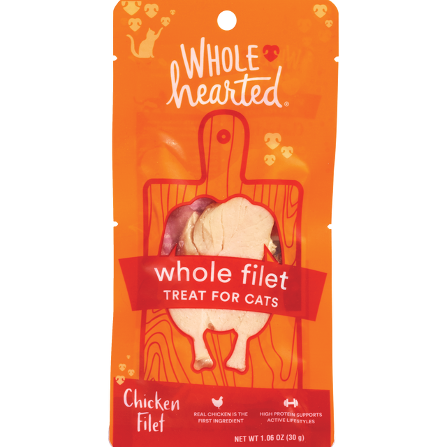 slide 1 of 1, WholeHearted Protein-Rich Chicken Filet Cat Treat, 1.06 oz