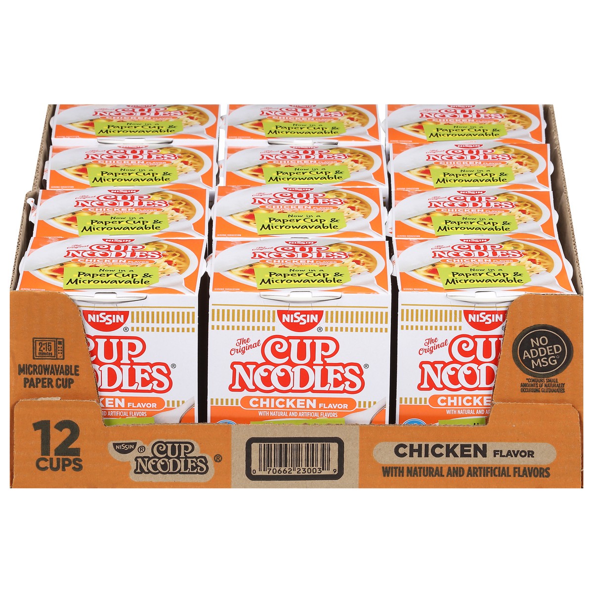 slide 1 of 1, Nissin Cup Noodles Chicken Flavor Ramen Noodle Soup 12 - 2.25 oz Cups, 12 ct