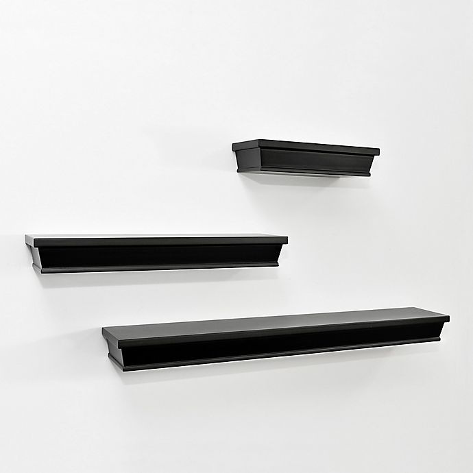 slide 1 of 1, SALT Gallery Wood Shelf Set - Black, 3 ct