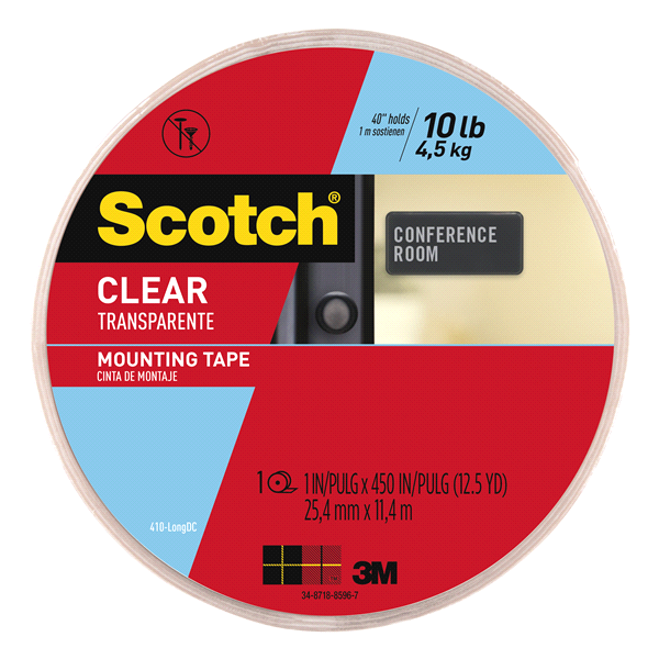 slide 1 of 4, Scotch Clear Mounting Tape, 1 in x 450 in