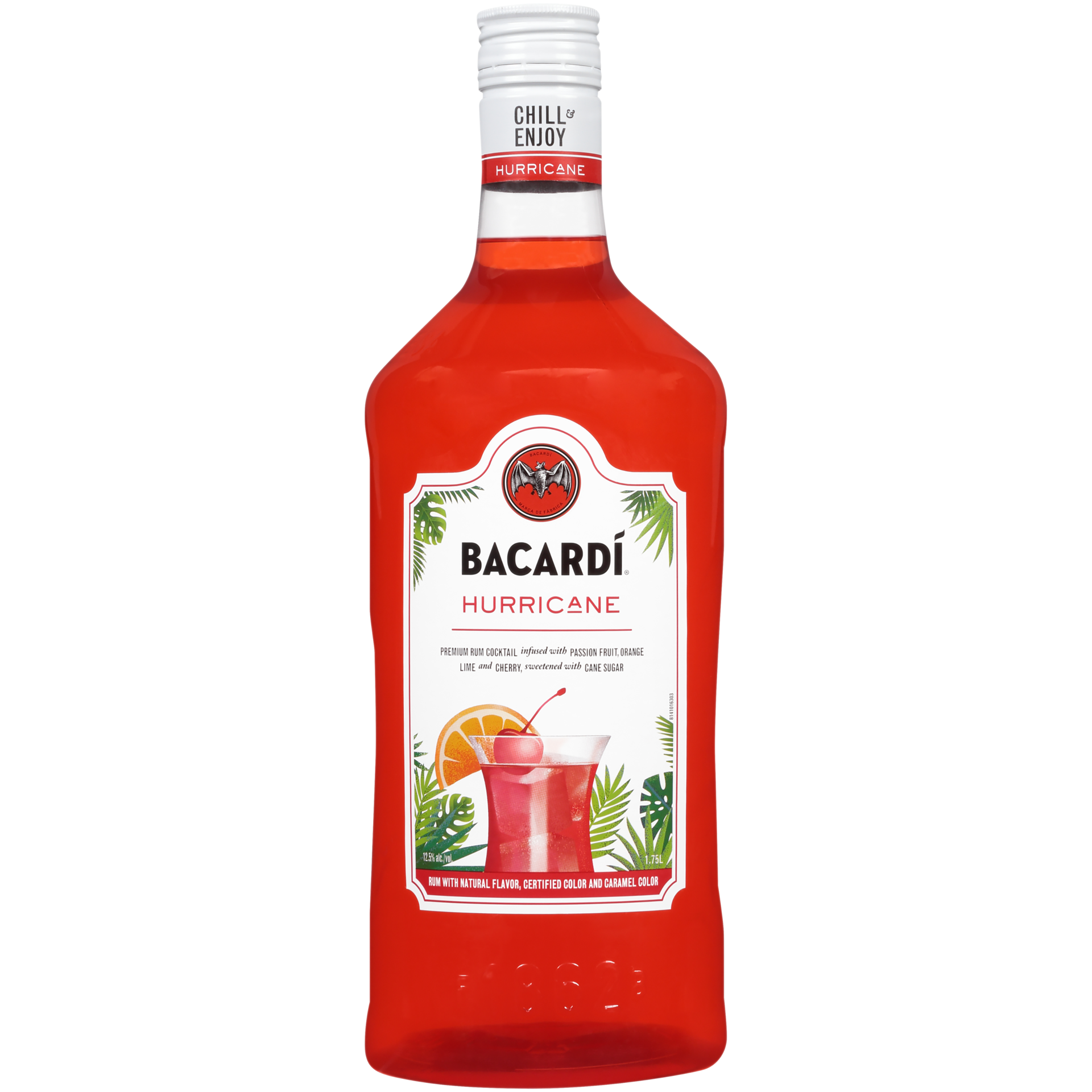 slide 1 of 5, Bacardí Bacardi Hurricane Ready To Serve Premium Rum Cocktail, Gluten Free 12.5% 175Cl/1.75L, 1.75 liter