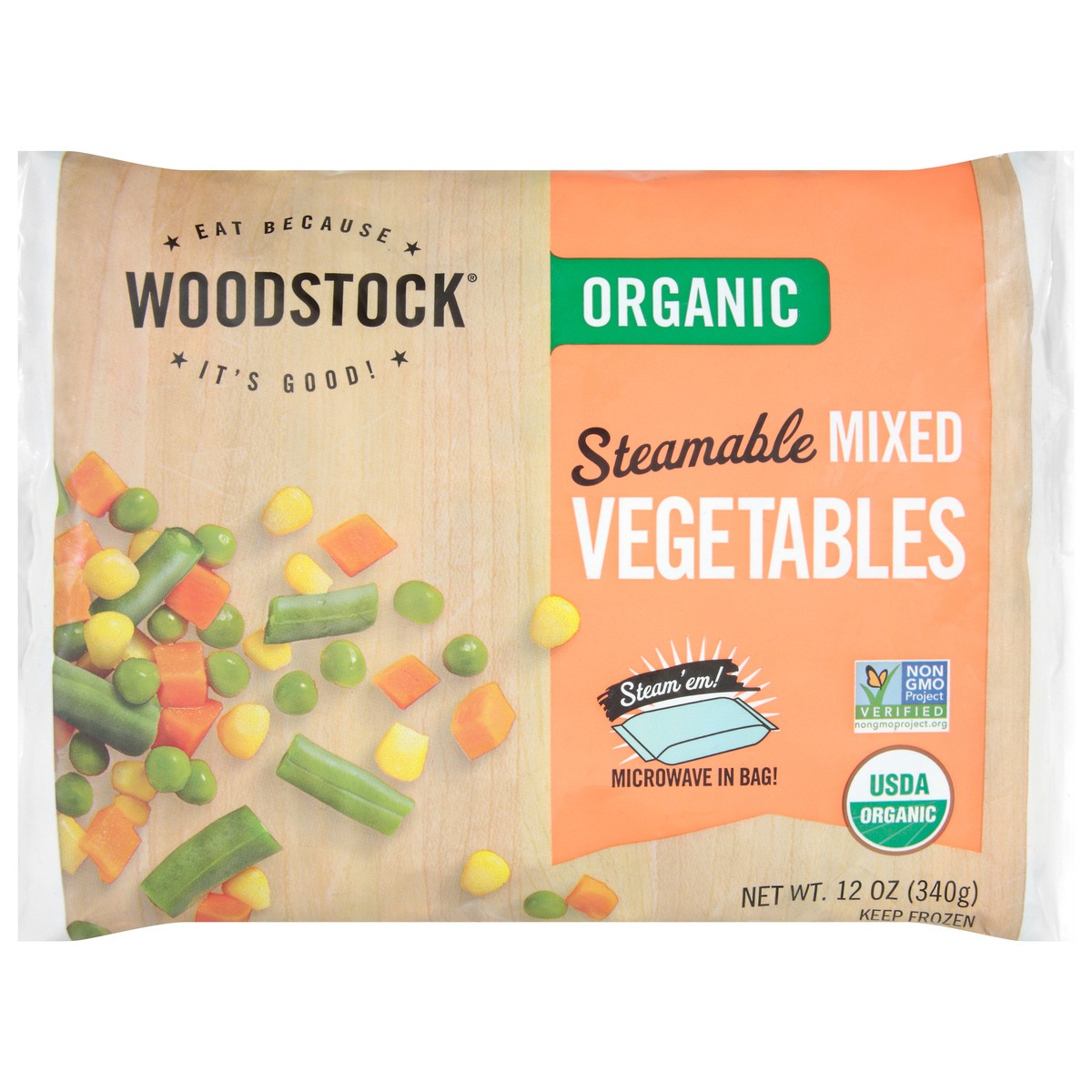 slide 12 of 13, Woodstock Steamable Organic Mixed Vegetables 12 oz, 12 oz