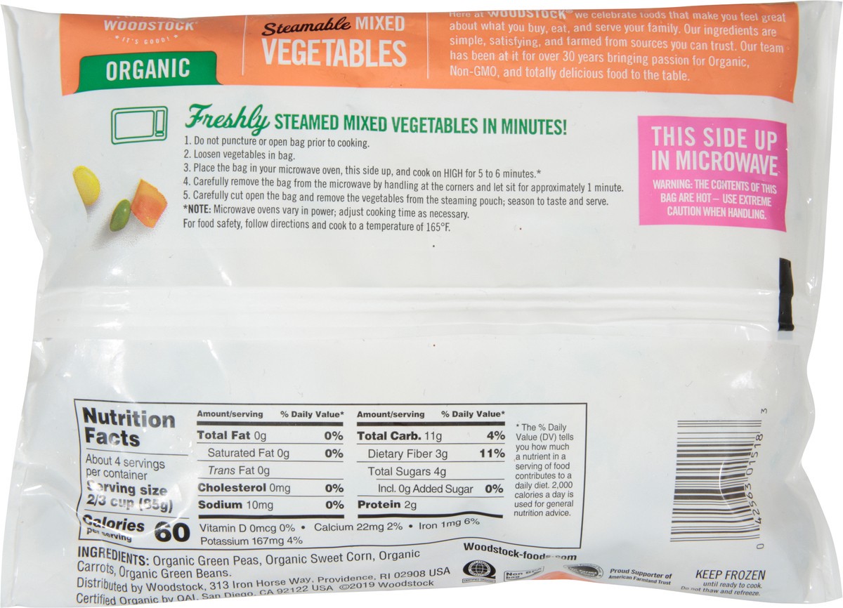 slide 11 of 13, Woodstock Steamable Organic Mixed Vegetables 12 oz, 12 oz