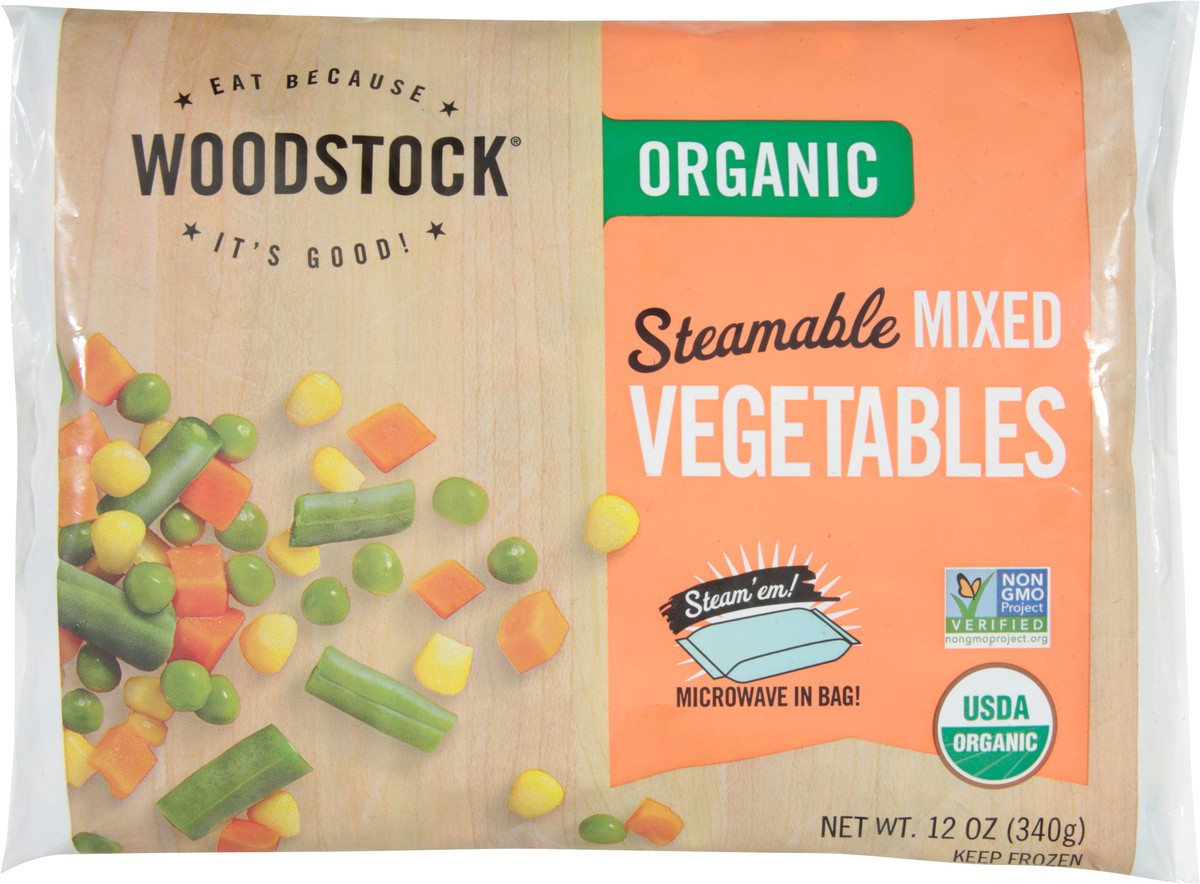 slide 3 of 13, Woodstock Steamable Organic Mixed Vegetables 12 oz, 12 oz