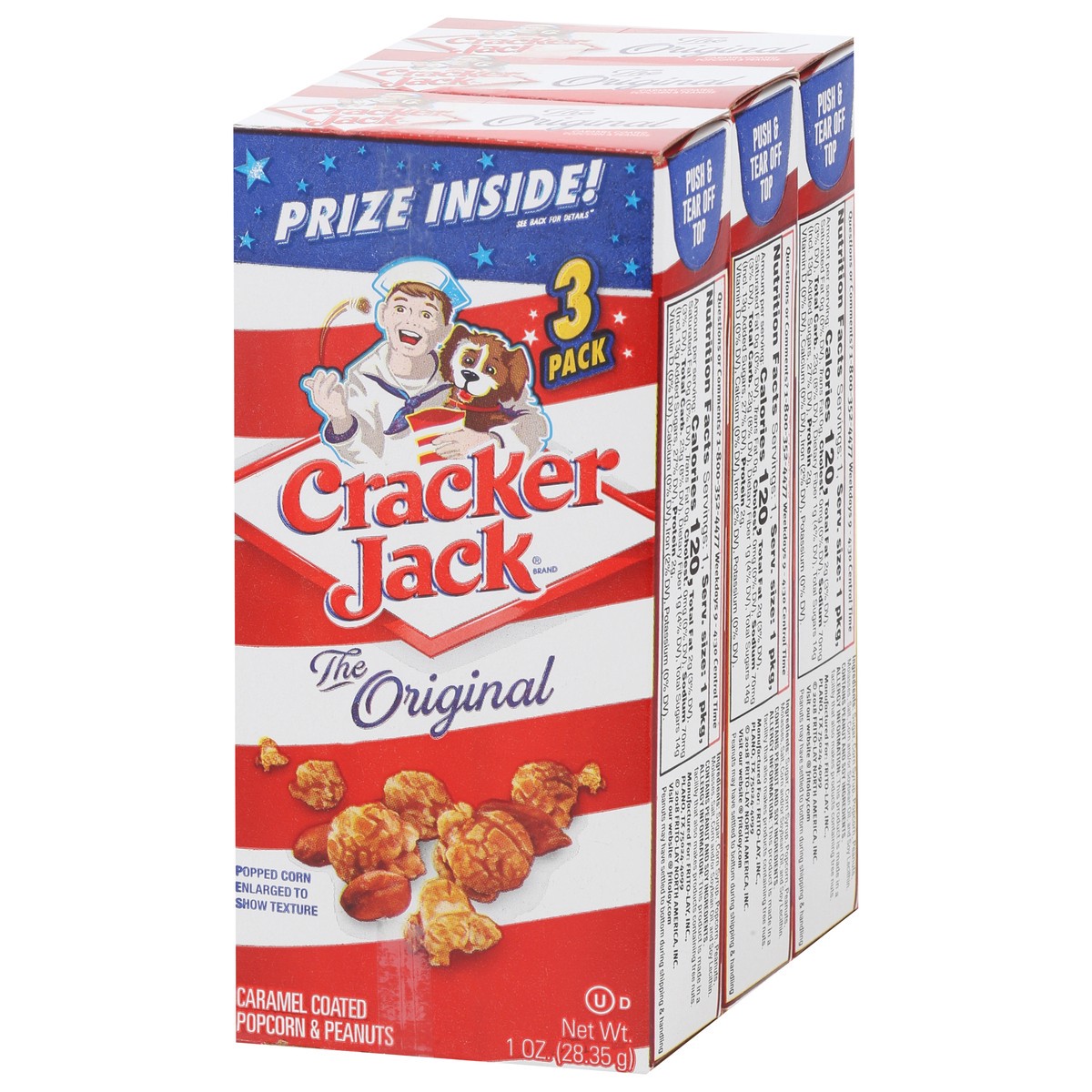slide 7 of 13, Cracker Jack The Original Caramel Coated Popcorn & Peanuts - 3 ct, 1 oz