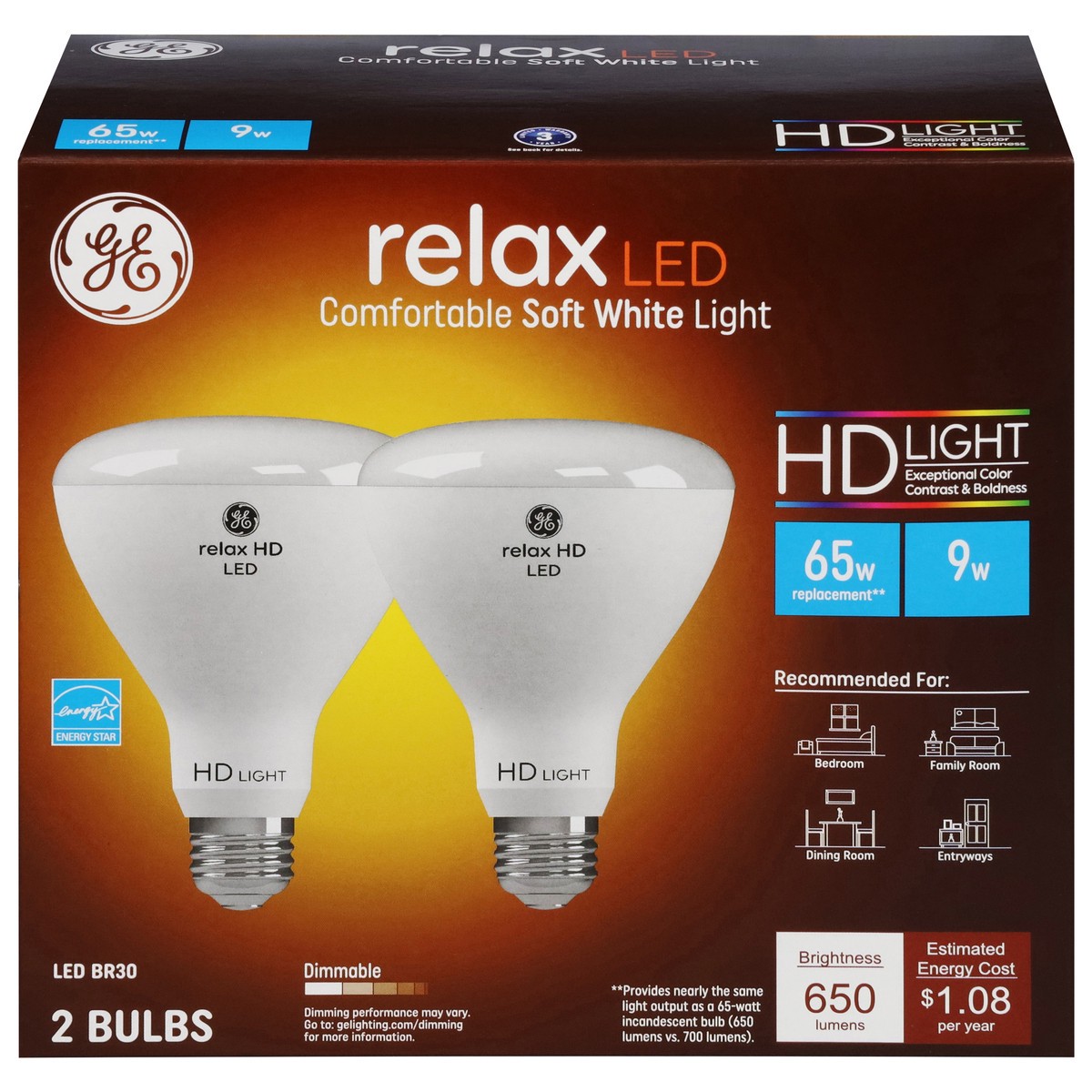 slide 1 of 9, GE Relax 9 Watt Soft White LED Light Bulbs 2 ea, 2 ct