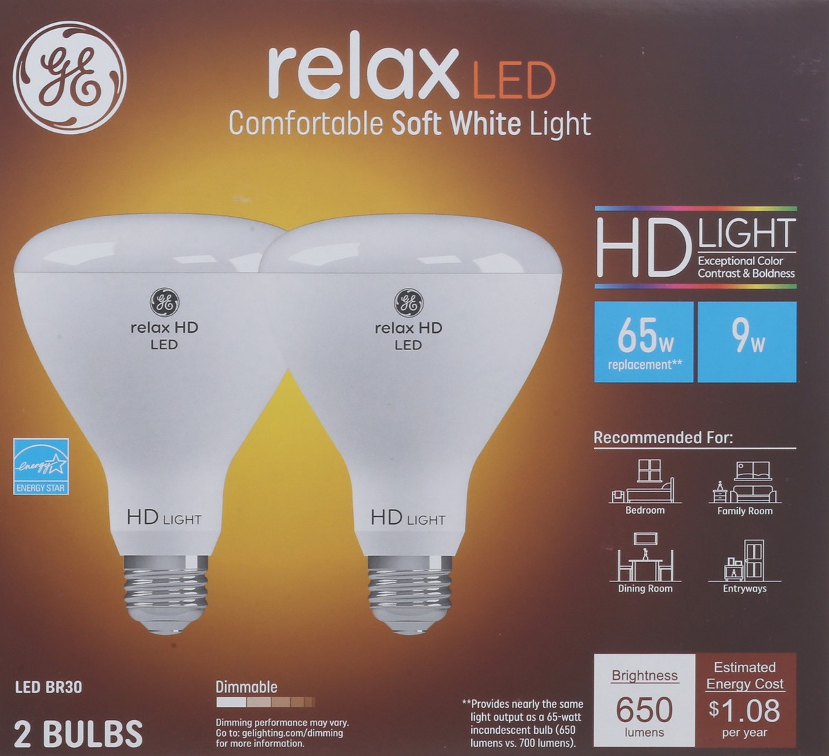 slide 8 of 9, GE Relax 9 Watt Soft White LED Light Bulbs 2 ea, 2 ct