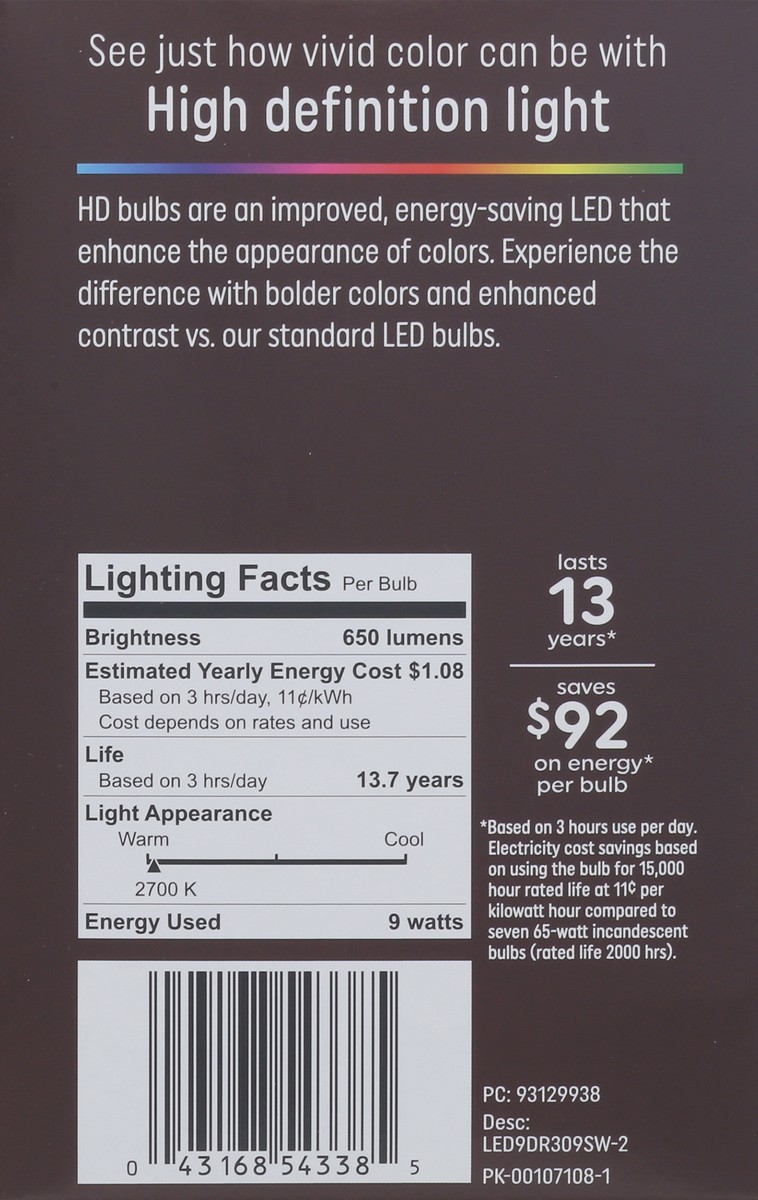 slide 9 of 9, GE Relax 9 Watt Soft White LED Light Bulbs 2 ea, 2 ct