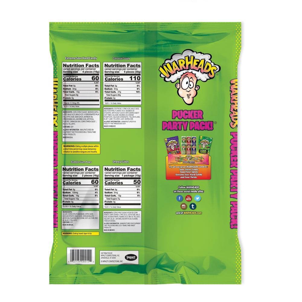 slide 2 of 3, Warheads Halloween Mixed Candy Variety Pack, 20 oz