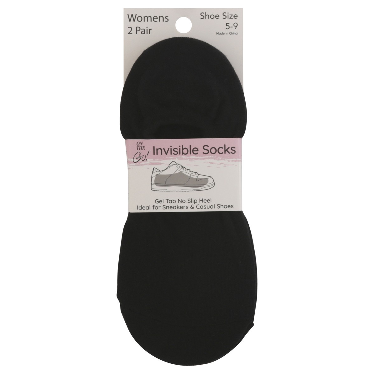 slide 2 of 11, Women Invisible Socks Black Solid 2 Pack, 2 ct