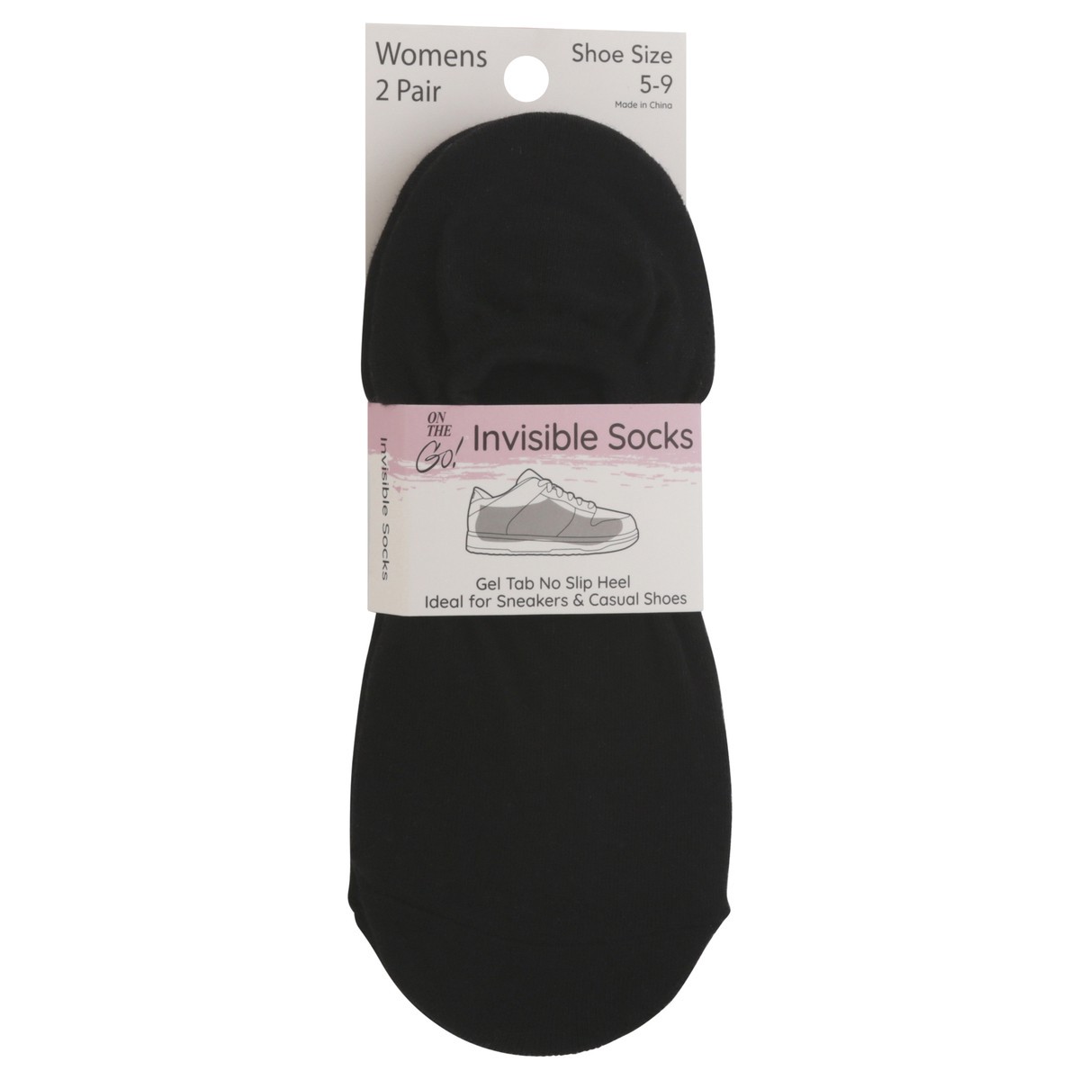 slide 5 of 11, Women Invisible Socks Black Solid 2 Pack, 2 ct