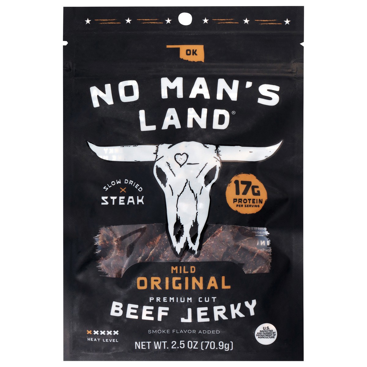 slide 1 of 14, No Man's Land 17g Protein Beef Jerky - Mild, 3 oz