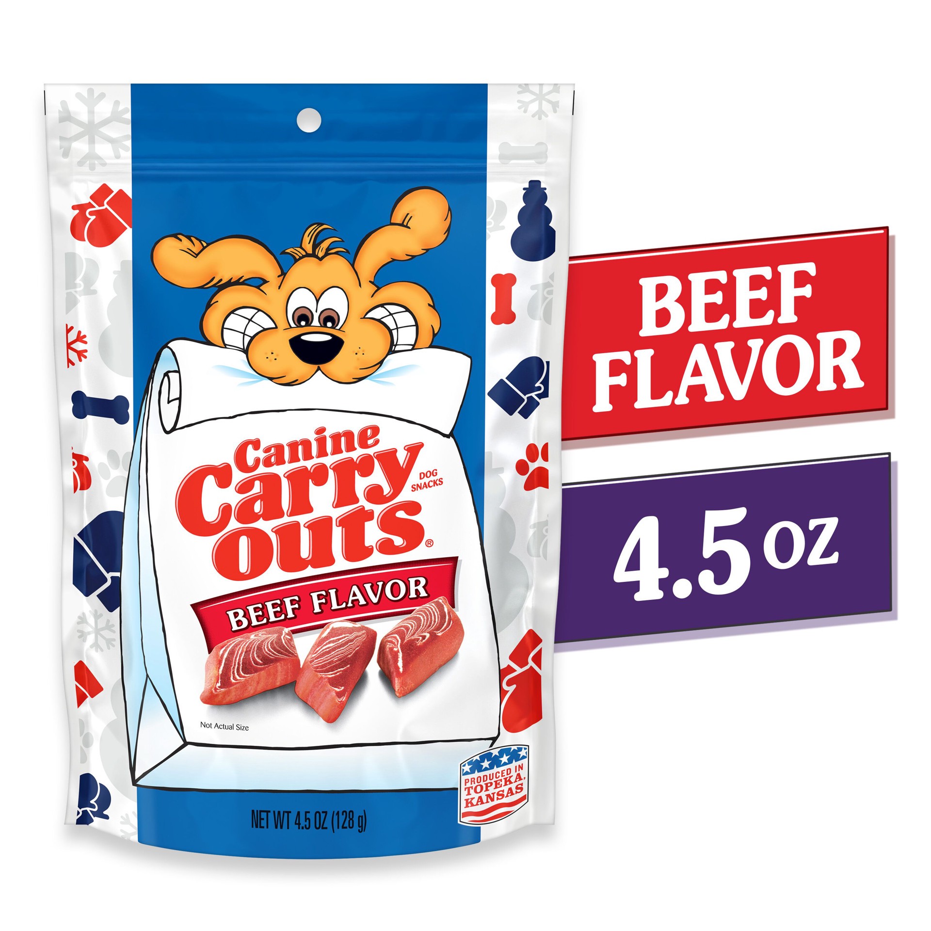 slide 2 of 5, Canine Carry Outs Beef Flavor Dog Treats, 4.5 oz Bag, 4.5 oz