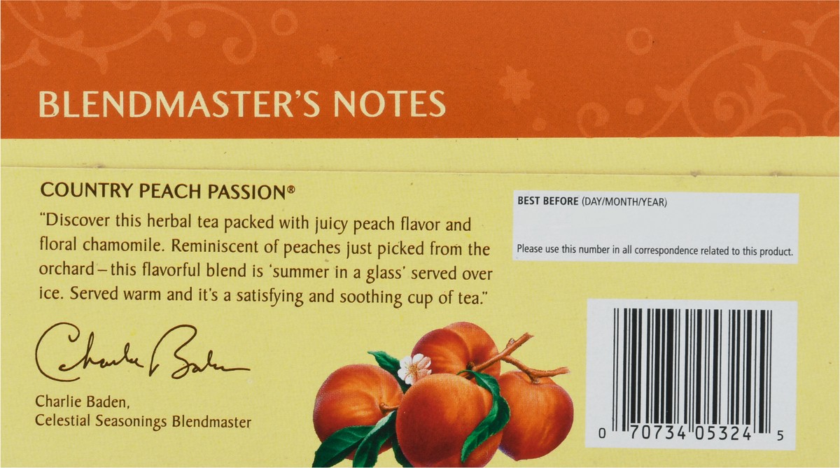 slide 3 of 9, Celestial Seasonings Caffeine Free Country Peach Passion Herbal Tea 20 Tea Bags, 20 ct