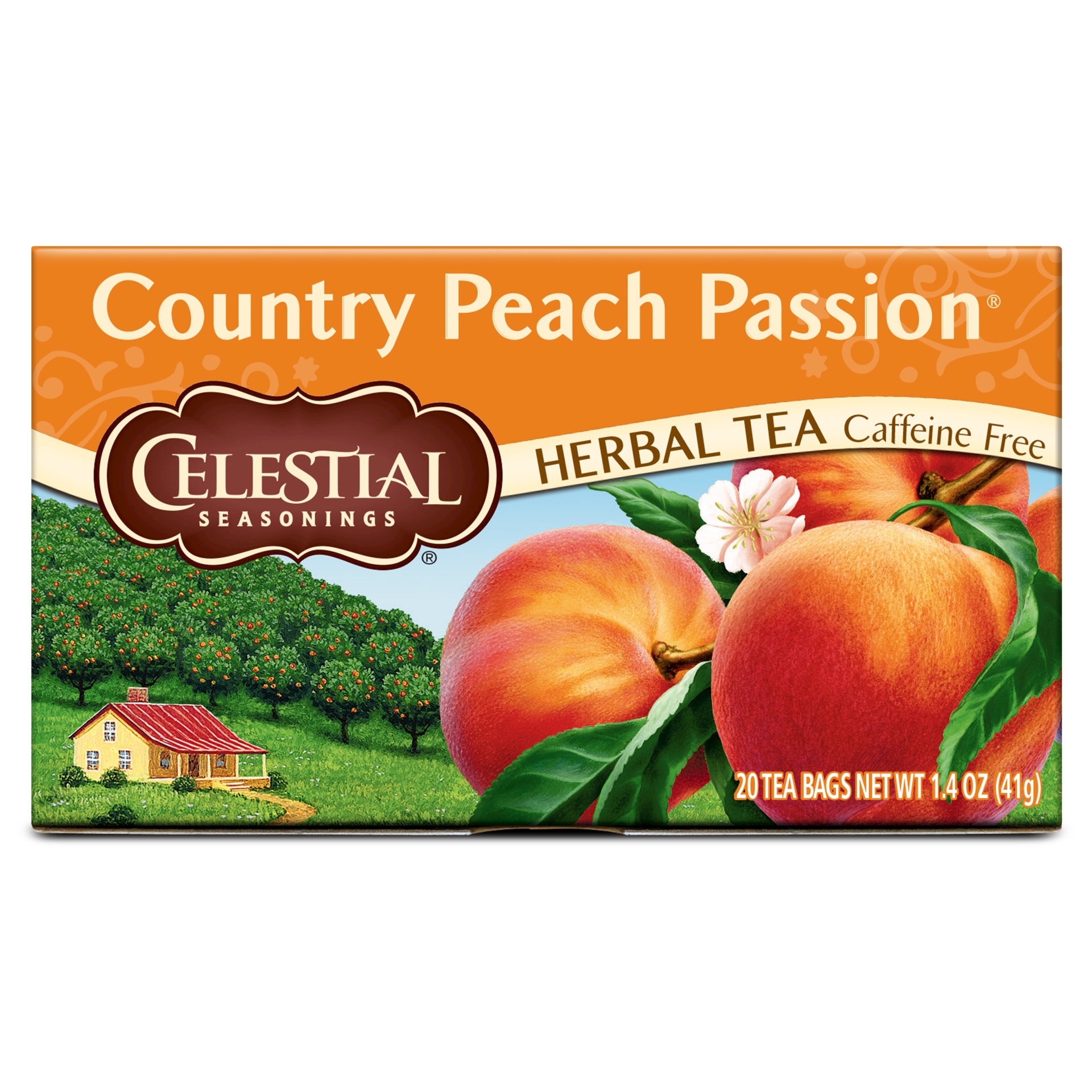 slide 1 of 6, Celestial Seasonings Country Peach Passion Caffeine-Free Herbal Tea, 20 ct