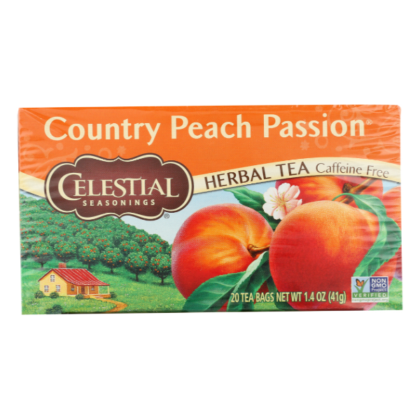 slide 1 of 9, Celestial Seasonings Caffeine Free Country Peach Passion Herbal Tea 20 Tea Bags, 20 ct