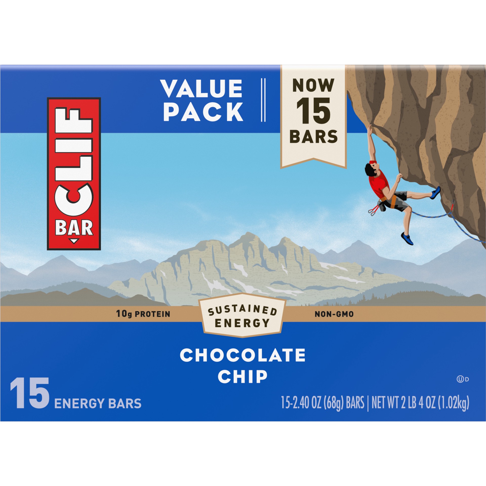 slide 4 of 5, CLIF BAR - Chocolate Chip - Made with Organic Oats - Energy Bars - Non-GMO - Plant Based Protein Bars (15 Pack), 15 ct