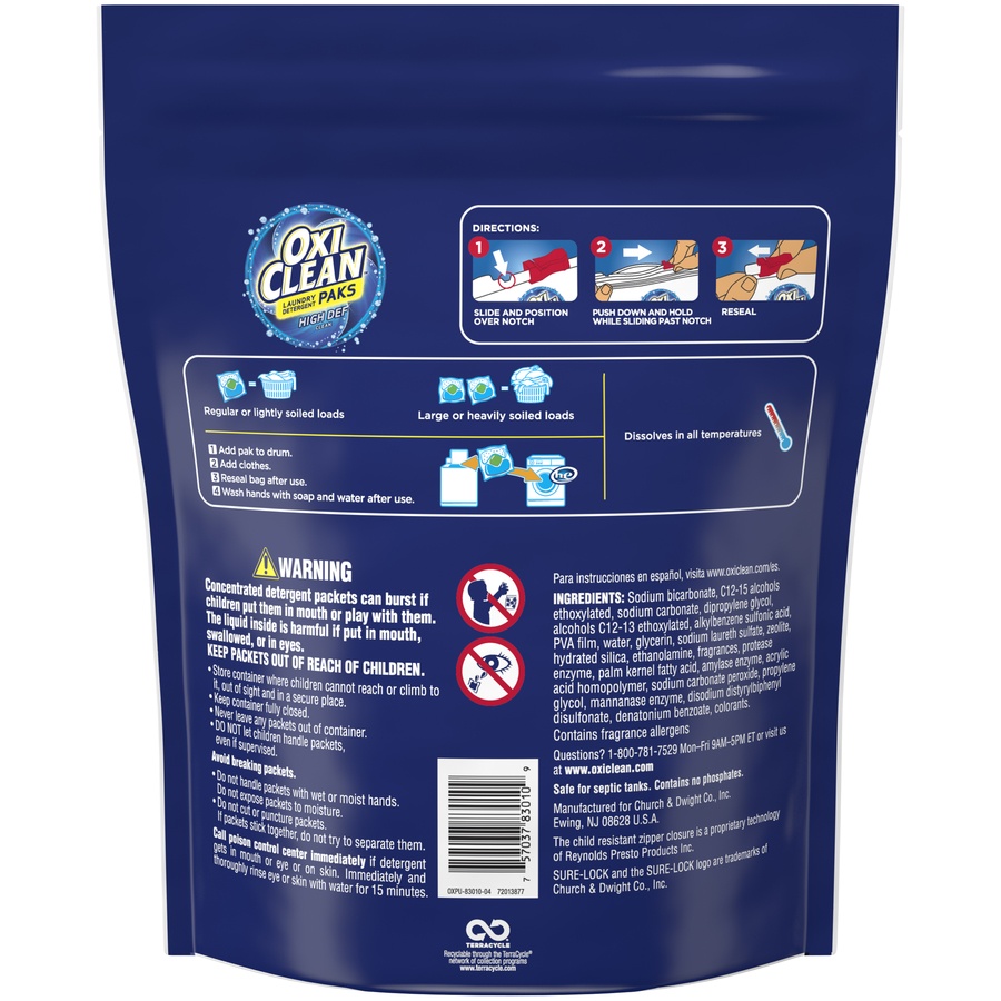 slide 4 of 4, Oxi-Clean High Def Clean Sparkling Fresh Laundry Detergent Paks, 47 ct