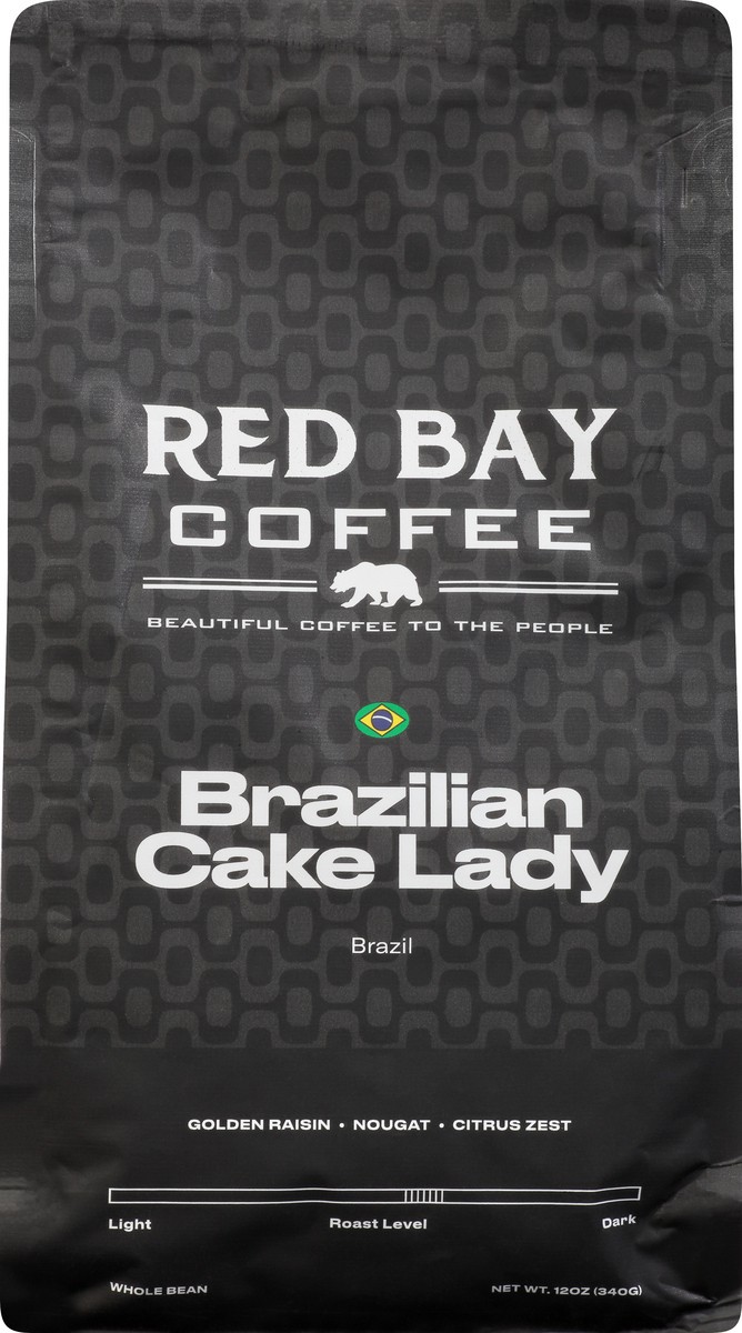 slide 1 of 9, Red Bay Coffee Medium Whole Bean Brazilian Cake Lady Coffee 12 oz, 12 oz