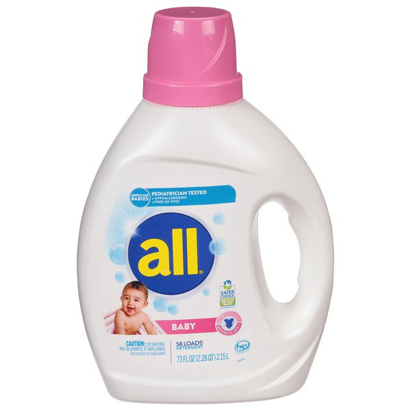 slide 1 of 1, All Liquid Laundry Detergent, Baby, 73 Ounce, 58 Loads, 73 fl. oz