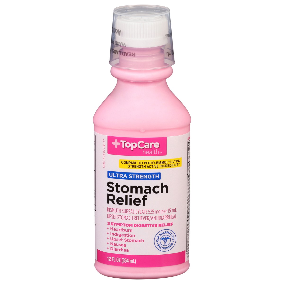 slide 1 of 9, TopCare Health 525 mg Ultra Strength Stomach Relief 12 fl oz, 12 fl oz