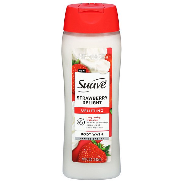 slide 1 of 1, Suave, Uplifting Strawberry Delight Body Wash, 18 oz