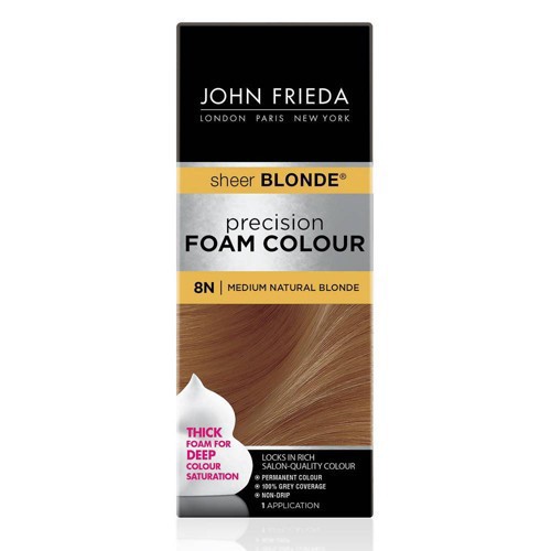 slide 2 of 15, John Frieda Blonde Permanent Precision Foam Hair Color Kit, Blonde Foam Hair Dye, 8N Medium Natural Blonde Hair Color, 1 Application, 6 pc