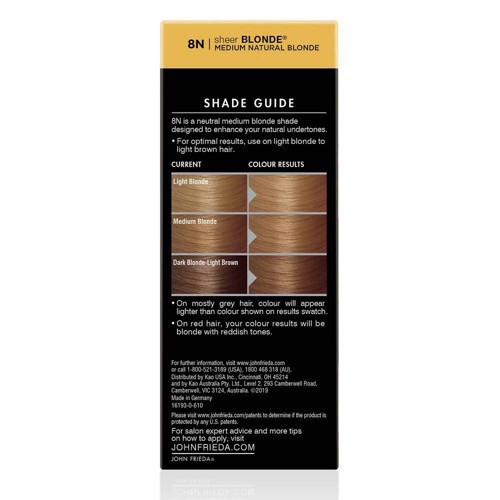 slide 14 of 15, John Frieda Blonde Permanent Precision Foam Hair Color Kit, Blonde Foam Hair Dye, 8N Medium Natural Blonde Hair Color, 1 Application, 6 pc