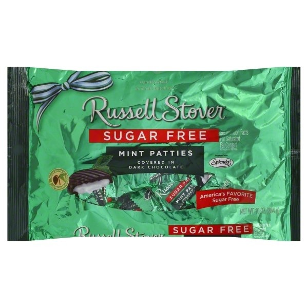 slide 1 of 1, Russell Stover Sugar-Free Mint Patty Laydown, 10 oz