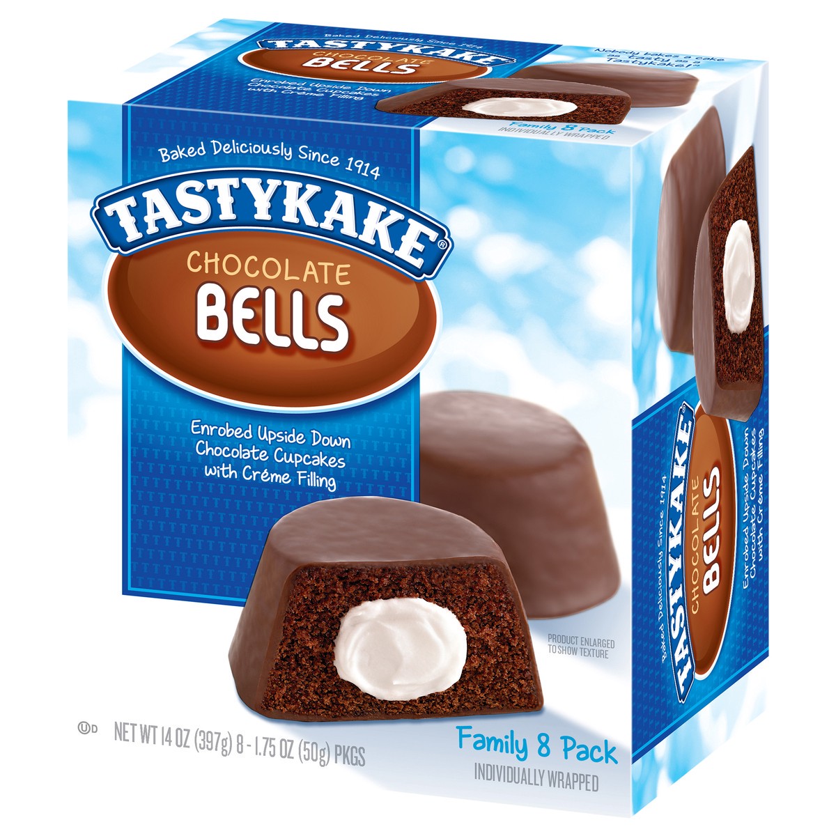 slide 2 of 17, Tastykake Creme Filled Chocolate Bells, 8 count, 8 Individually Wrapped Creme Filled Chocolate Cakes, 8 ct
