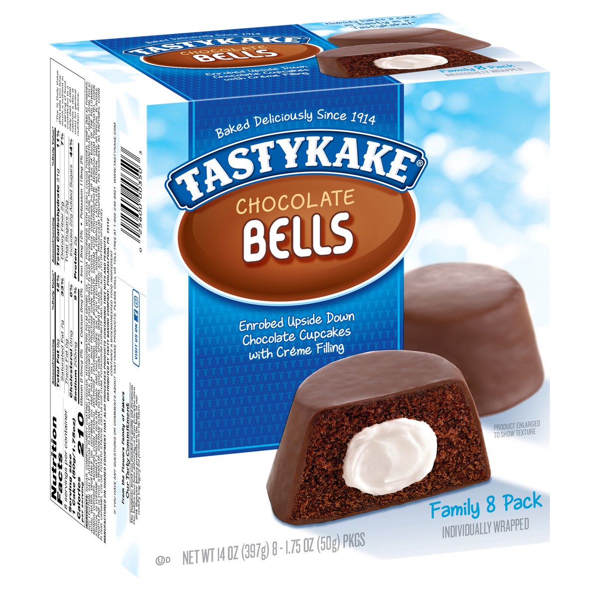 slide 14 of 17, Tastykake Creme Filled Chocolate Bells, 8 count, 8 Individually Wrapped Creme Filled Chocolate Cakes, 8 ct