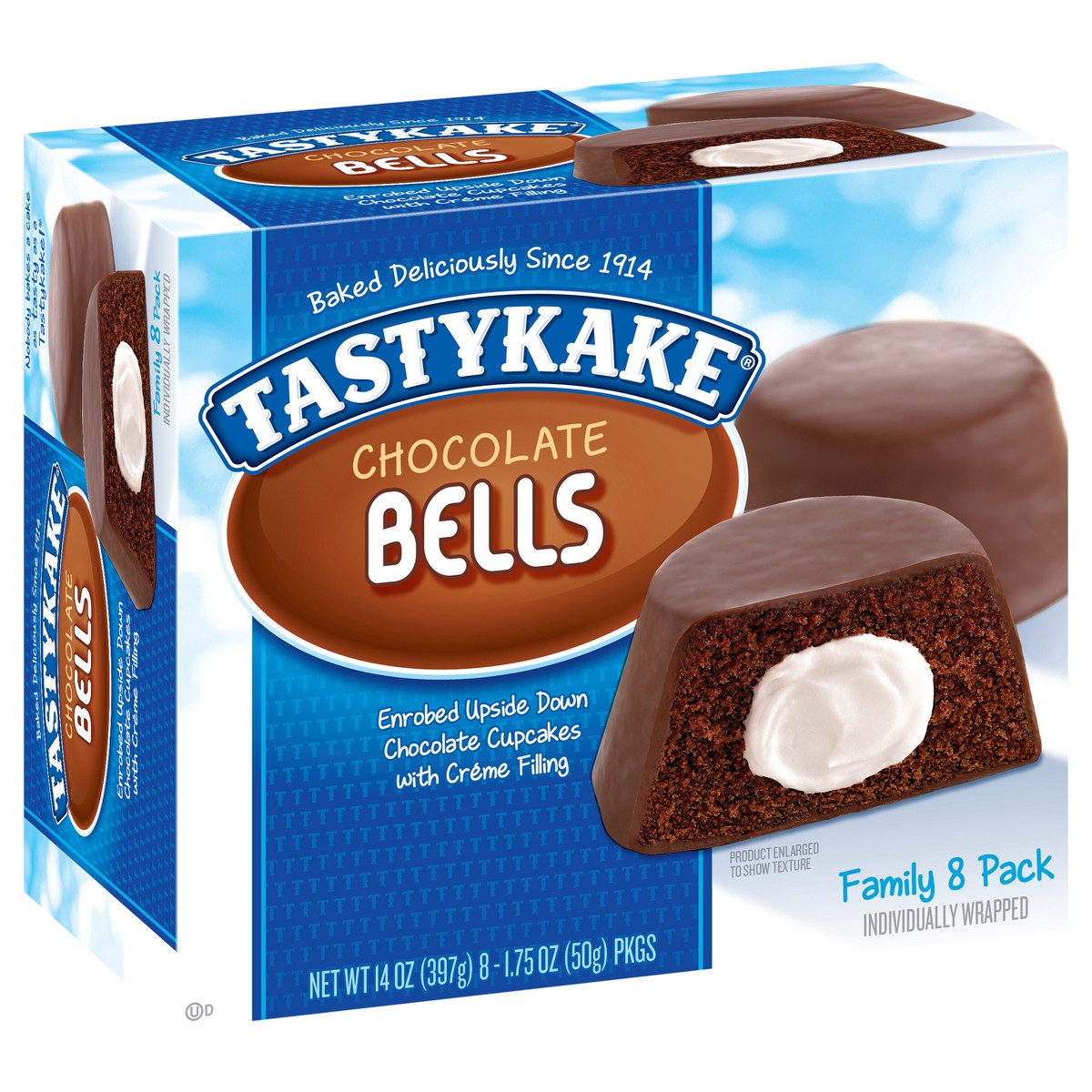 slide 7 of 17, Tastykake Creme Filled Chocolate Bells, 8 count, 8 Individually Wrapped Creme Filled Chocolate Cakes, 8 ct