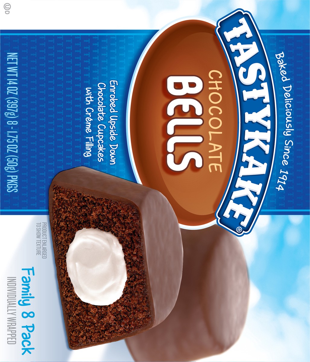 slide 10 of 17, Tastykake Creme Filled Chocolate Bells, 8 count, 8 Individually Wrapped Creme Filled Chocolate Cakes, 8 ct