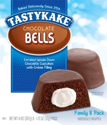 Tastykake Creme Filled Chocolate Bells, 8 count, 8 Individually Wrapped Creme Filled Chocolate Cakes