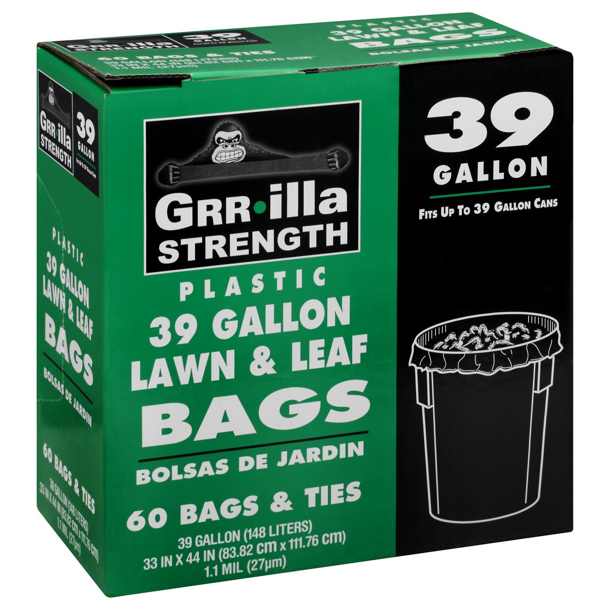 slide 10 of 11, Grrilla Strength Plastic 39 Gallon Lawn & Leaf Bags 60 ea, 60 ct