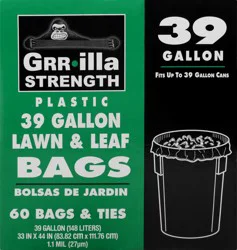 Grrilla Strength Plastic 39 Gallon Lawn & Leaf Bags 60 ea