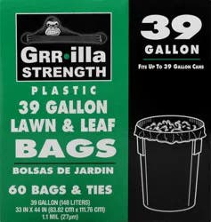 Grrilla Strength Plastic 39 Gallon Lawn & Leaf Bags 60 ea