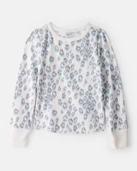 Carter's Carters Girls Cheetah Active Rib Long-Sleeve Top White 10