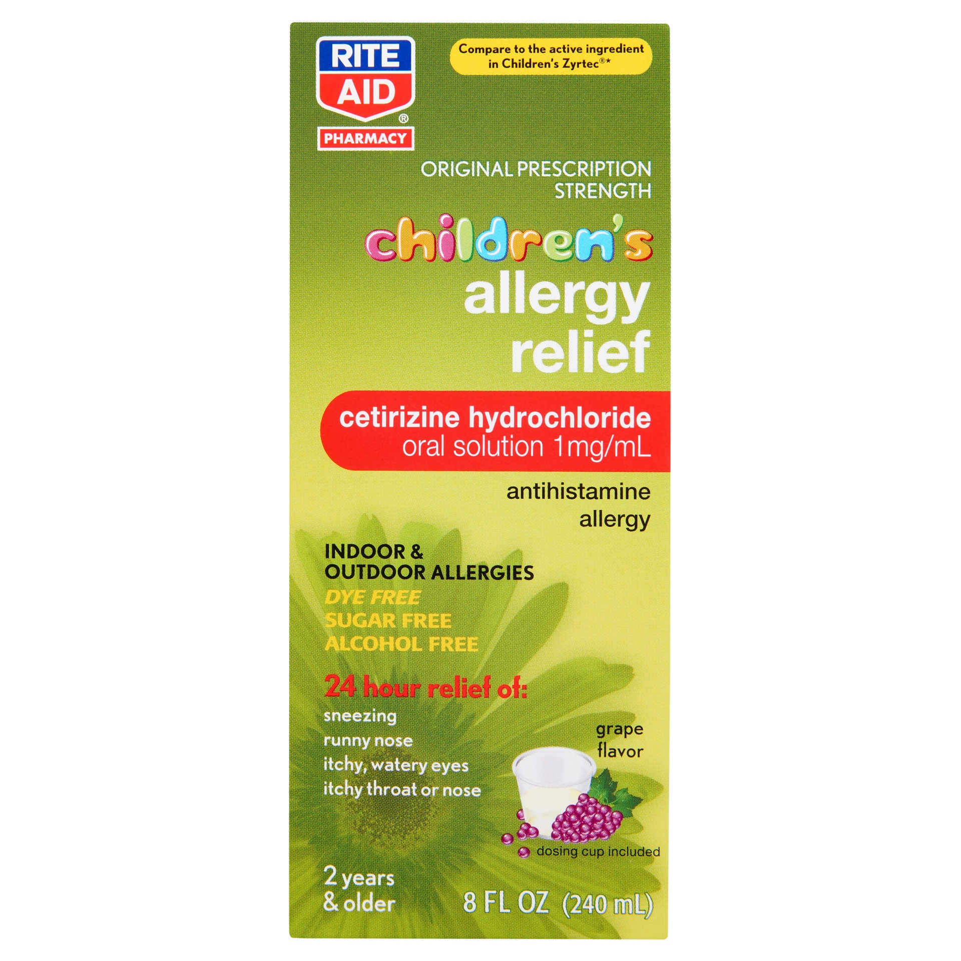 slide 1 of 4, Rite Aid Children's Allergy Relief with Cetirizine, Grape Flavor, 1 mg, 8 fl oz