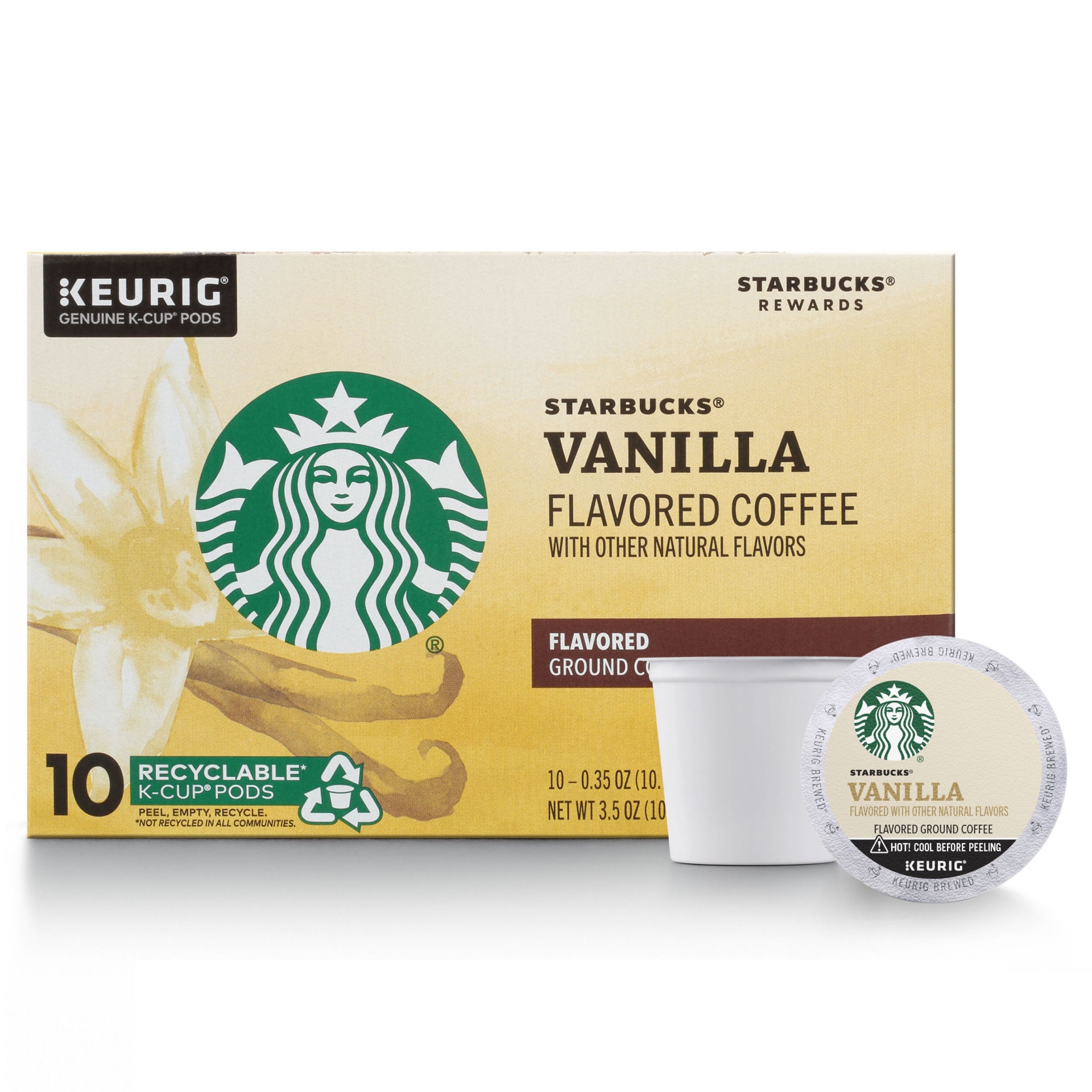 slide 1 of 7, Starbucks Flavored K-Cup Coffee Pods, Vanilla for Keurig Brewers, 10 ct; 0.35 oz