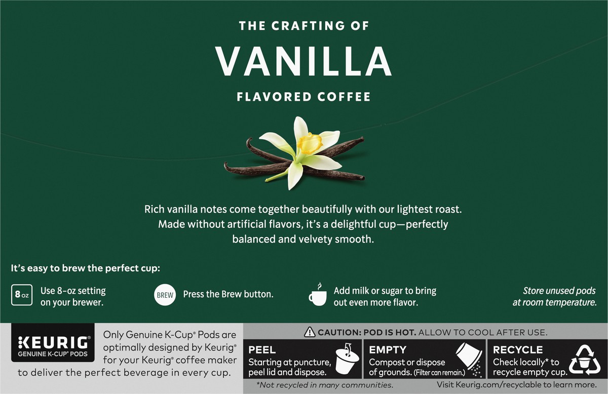 slide 4 of 8, Starbucks K-Cup Pods Ground Vanilla Flavored Coffee 10 - 0.35 oz Pods, 10 ct