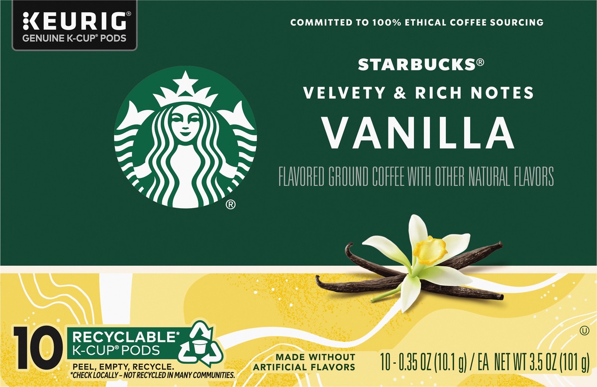 slide 8 of 8, Starbucks K-Cup Pods Ground Vanilla Flavored Coffee 10 - 0.35 oz Pods, 10 ct