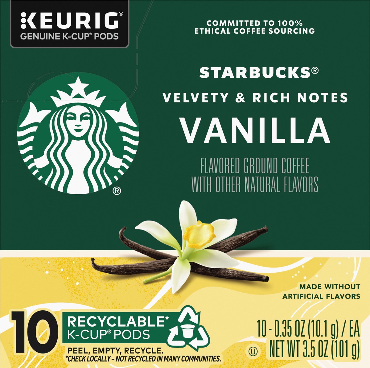 slide 5 of 8, Starbucks K-Cup Pods Ground Vanilla Flavored Coffee 10 - 0.35 oz Pods, 10 ct