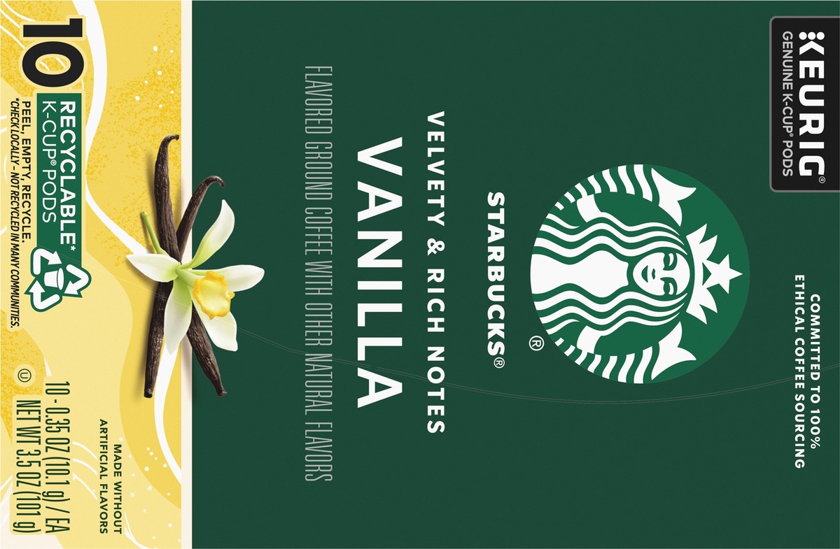 slide 7 of 8, Starbucks K-Cup Pods Ground Vanilla Flavored Coffee 10 - 0.35 oz Pods, 10 ct