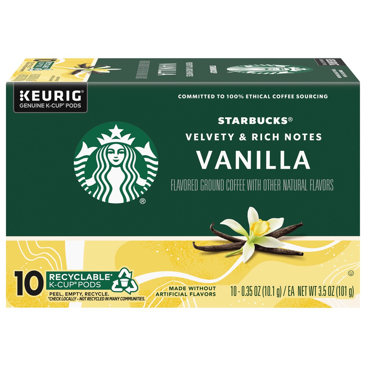 slide 1 of 8, Starbucks K-Cup Pods Ground Vanilla Flavored Coffee 10 - 0.35 oz Pods, 10 ct