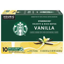Starbucks K-Cup Coffee Pods, Flavored Hot or Iced Coffee, Vanilla, 10 Keurig Pods