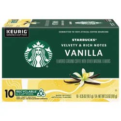 Starbucks K-Cup Coffee Pods, Flavored Hot or Iced Coffee, Vanilla, 10 Keurig Pods
