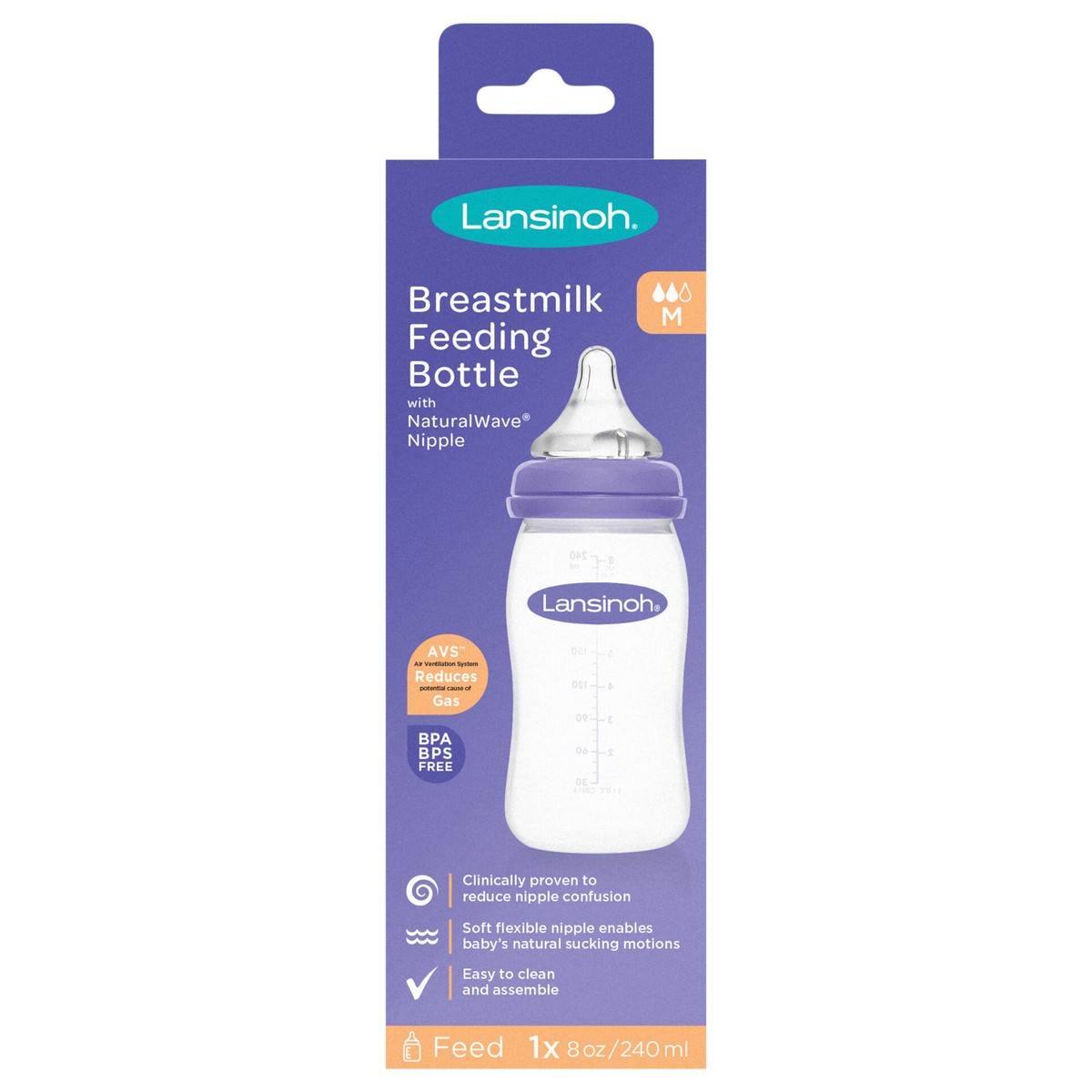 slide 9 of 10, Lansinoh Breastfeeding Bottle for Baby with NaturalWave Nipple, 8 oz., 1 ct