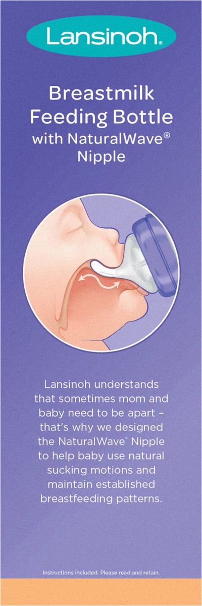 slide 2 of 10, Lansinoh Breastfeeding Bottle for Baby with NaturalWave Nipple, 8 oz., 1 ct